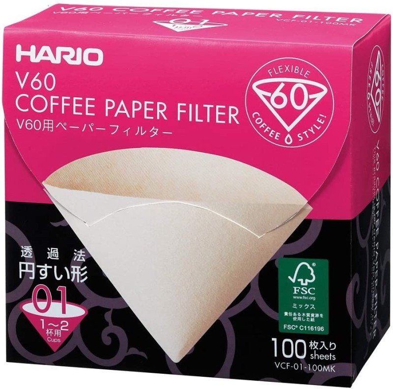 Filtre Hario V60-01 Misarashi box 100ks